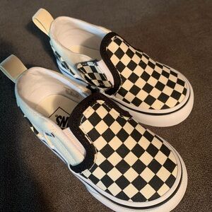 Vans Kids Checkered Slip-On Shoes - Black and White